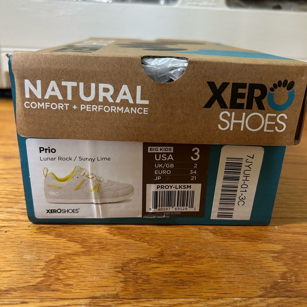 Xero Shoes Prio Kids Sneakers - Gray and Yellow BRAND NEW